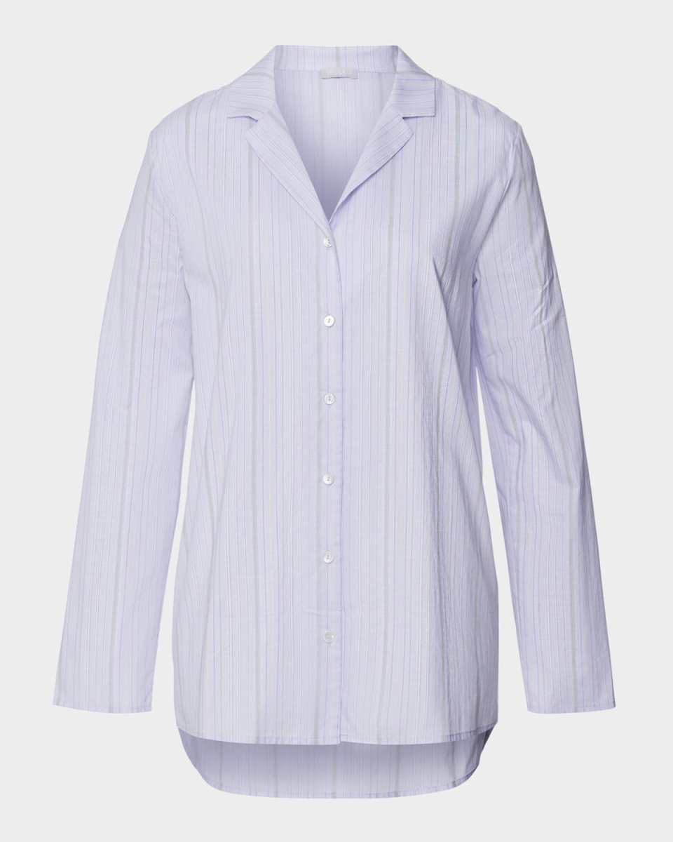 Striped Woven Cotton Sleep Shirt